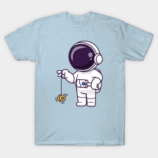 Cute Astronaut Playing Yoyo Cartoon T-Shirt